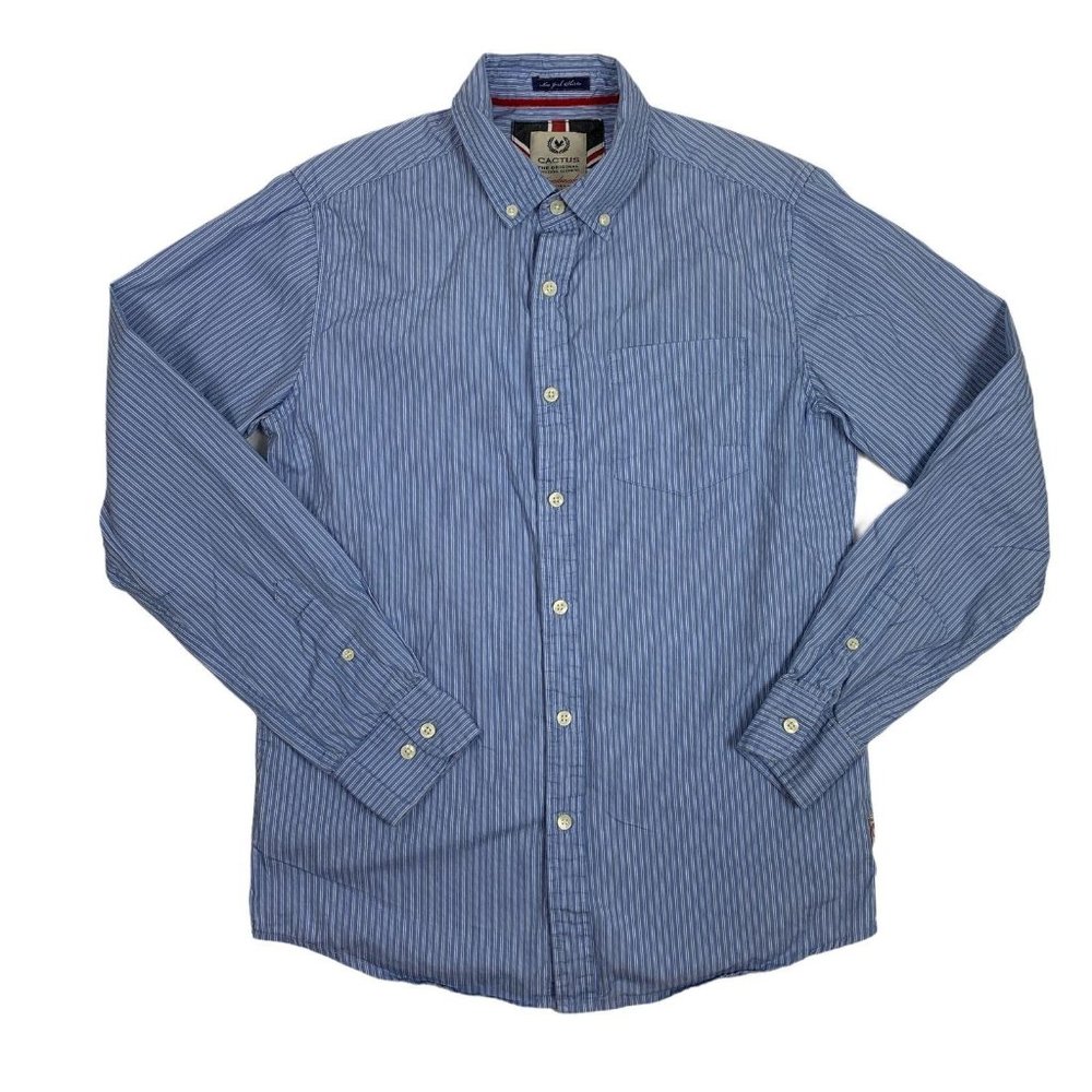 Cactus Small Shirt Button Front Blue Striped New Y